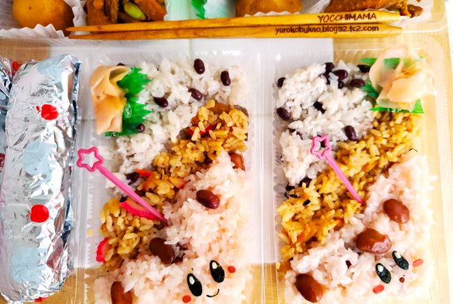 ワンポイント星のカービィ弁当＆シハチ鮮魚店さん「日替わり三色丼」