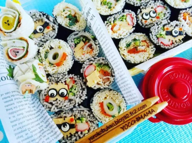 そば巻き寿司とそうめん巻きミニオン仕立て♪＆東京銀座「カフェーパウリスタ」で「銀ブラ」♪(*´艸`*)