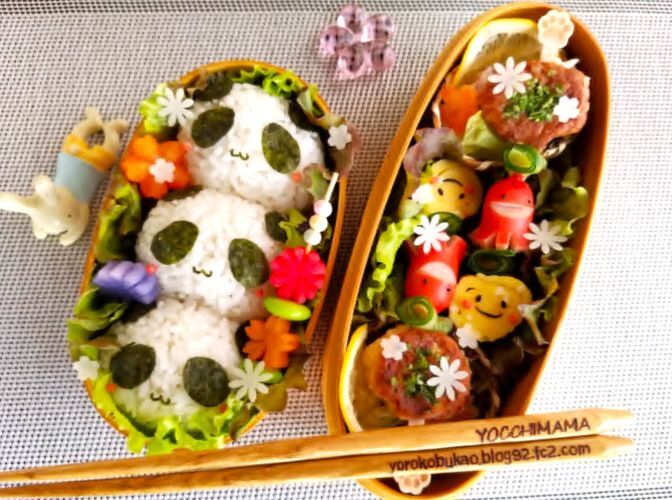 簡単デコおにぎりとデコおかずのお弁当＆チェーン店で朝ごはん♪「吉野家」さんで朝メニュー　ご飯は北海道米よ～(*´艸`*)北海道限定メニューはジンギスカン定食もあるのよ～(*´艸`*)