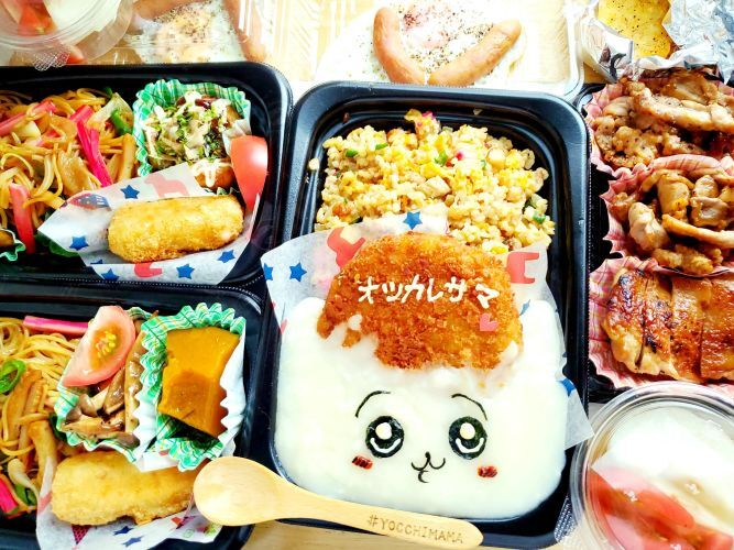 大衆食堂かよっ！！「ちいかわクリームあんかけチャーハン弁当」おかずバイキングデー＆中央区「弁菜亭本店」さんの「銀鮭定食」「かけそば」お蕎麦のボリュームすごいのよ(*´艸`*)